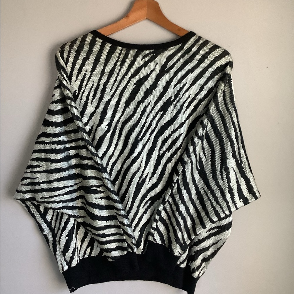 Silver Tiger Stripe Dolman Sleeve Sweater